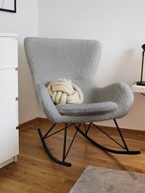 Teddy schommelstoel Wing in grijs met metalen poten, Bekleding: polyester (teddyvacht), Frame: gegalvaniseerd metaal, Teddy grijs, zwart, B 77 x H 109 cm