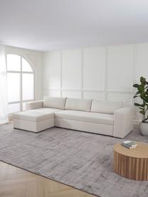 Sofa rozkładana z miejscem do przechowywania Noah, Tapicerka: poliester Dzięki tkaninie, Nogi: tworzywo sztuczne, Beżowa tkanina, S 343 x G 180 cm, lewostronna