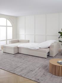 Sofa rozkładana z miejscem do przechowywania Noah, Tapicerka: poliester Dzięki tkaninie, Nogi: tworzywo sztuczne, Beżowa tkanina, S 343 x G 180 cm, lewostronna