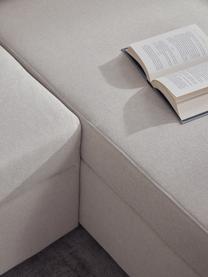 Sofa rozkładana z miejscem do przechowywania Noah, Tapicerka: poliester Dzięki tkaninie, Nogi: tworzywo sztuczne, Beżowa tkanina, S 343 x G 180 cm, lewostronna