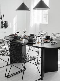 Ovale eettafel Toni in zwart, 200 x 90 cm, MDF met gelakt eikenhoutfineer, Zwart, B 200 x H 90 cm