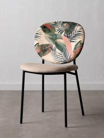Krzesło tapicerowane Hojas, Tapicerka: 100% poliester, Stelaż: drewno naturalne, Nogi: metal, Odcienie kremowego, wielobarwny, S 50 x G 47 cm