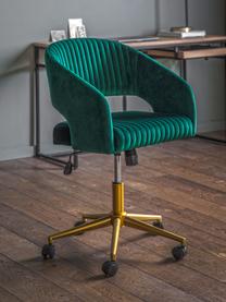 Krzesło biurowe z aksamitu Murray, obrotowe, Tapicerka: aksamit poliestrowy, Nogi: metal galwanizowany, Zielony aksamit, odcienie złotego, S 56 x G 52 cm
