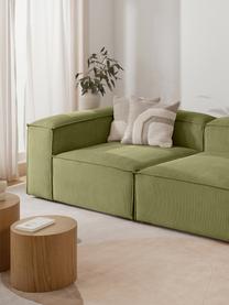Eckmodul Lennon aus Cord, Bezug: Cord (92% Polyester, 8% P, Gestell: Massives Kiefernholz, FSC, Füße: Kunststoff, Cord Grün, B 119 x T 119 cm, Eckteil links