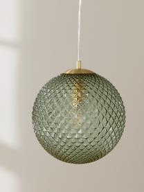 Lámpara de techo pequeña de vidrio Lorna, Pantalla: vidrio, Cable: plástico, Verde con dorado, Ø 25 cm