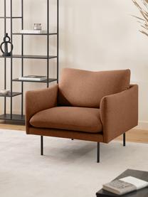 Poltrona con gambe in metallo Moby, Rivestimento: poliestere Il rivestiment, Struttura: legno di pino massiccio, , Gambe: metallo verniciato a polv, Tessuto color torrone, Larg. 90 x Prof. 90 cm