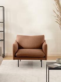Poltrona con gambe in metallo Moby, Rivestimento: poliestere Il rivestiment, Struttura: legno di pino massiccio, , Gambe: metallo verniciato a polv, Tessuto color torrone, Larg. 90 x Prof. 90 cm