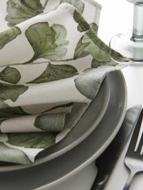 Baumwoll-Servietten Gigi mit Blättermotiven, 4 Stück, 100 % Baumwolle, Beige, Grün, B 45 x L 45 cm