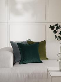 Federa cuscino divano in velluto verde smeraldo Dana, 100% velluto di cotone, Verde smeraldo, Larg. 50 x Lung. 50 cm