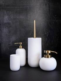 Toiletborstel Lotus met houder van keramiek, Houder: keramiek, Wit, messingkleurig, Ø 10 x H 21 cm