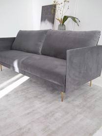 Sofa rozkładana z aksamitu Lauren, Tapicerka: aksamit (poliester) Dzięk, Nogi: metal lakierowany, Aksamitny szary, S 206 x W 87 cm
