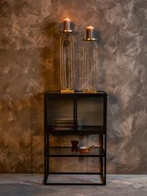 Chiffonnier de vidrio estriado Boli, Estructura: metal con pintura en polv, Negro, semitransparente, An 60 x Al 90 cm