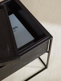Bijzettafel Theo met opbergruimte, Frame: gepoedercoat metaal, Frame: zwart gelakt mangohout. Frame: mat zwart, B 45 x H 50 cm