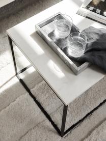 Marmor-Couchtisch Alys, Tischplatte: Marmor, Gestell: Metall, pulverbeschichtet, Weiß, marmoriert, Schwarz, B 80 x T 45 cm