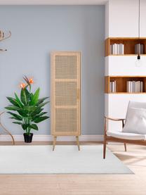 Smal dressoir Cayetana van hout, Frame: gefineerd MDF, Handvatten: metaal, Poten: gelakt bamboehout, Bruin, B 37 cm x H 140 cm
