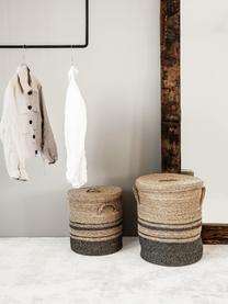 Corbeilles de rangement Laundo, 2 élém., Algues marines, jute, Brun, noir, Lot de différentes tailles