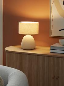Keramische tafellamp Eileen in beige, Lampenkap: linnen (100 % polyester), Lampvoet: keramiek, Beige, Ø 26 x H 35 cm