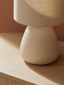 Lámpara de mesa de cerámica Eileen, Pantalla: lino (100% poliéster), Cable: cubierto en tela, Beige mate, Ø 26 x Al 35 cm