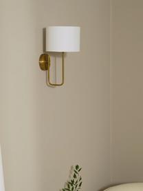 Wandleuchte Montreal, Lampenschirm: Textil, Gestell: Metall, galvanisiert, Weiß, Goldfarben, T 23 x H 36 cm