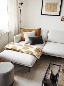 Sofa narożna z metalowymi nogami Moby, Tapicerka: poliester Dzięki tkaninie, Tapicerka: pianka na zawieszeniu spr, Stelaż: lite drewno sosnowe z cer, Nogi: metal malowany proszkowo, Beżowa tkanina, S 280 x G 160 cm, lewostronna
