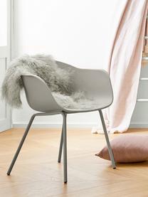 Krzesło z podłokietnikami z tworzywa sztucznego Claire, Nogi: metal malowany proszkowo, Beżowoszary, S 60 x G 54 cm