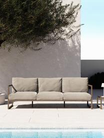 Canapé lounge de jardin 3 places Comova, Tissu gris clair, vert, larg. 225 x prof. 85 cm