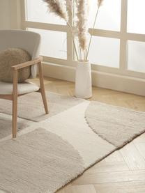 Tappeto soffice a pelo lungo con struttura alta-bassa rialzata Jade, Retro: 55% poliestere, 45% coton, Beige, bianco crema, Larg. 80 x Lung. 150 cm (taglia XS)