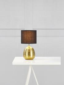 Keramische tafellamp Oscar in zwart-goudkleurig, Lampvoet: keramiek, Zwart, goudkleurig, Ø 20 x H 39 cm