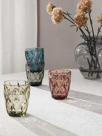 Set de vasos de colores con relieve Colorado, 4 uds., Vidrio, Verde, baya, azul, gris, Ø 8 x Al 10 cm, 260 ml