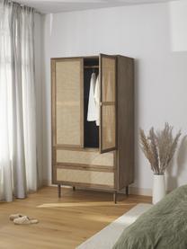 Malá šatní skříň s vídeňskou pleteninou Aries, Dřevo, tmavě lakované, Š 100 cm, V 194 cm