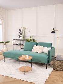 Chaise longue in velluto con piedini in metallo Fluente, Rivestimento: velluto (copertura in pol, Struttura: legno di pino massiccio, , Piedini: metallo verniciato a polv, Velluto verde chiaro, Larg. 202 x Prof. 85 cm, schienale a sinistra