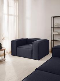 Fauteuil Lennon, Tissu bleu foncé, larg. 130 x prof. 101 cm