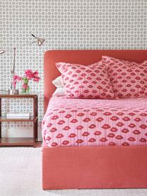 Designové povlečení z bavlněného saténu Kacy, Růžová, červená, 140 x 200 cm + 1 polštář 80 x 80 cm