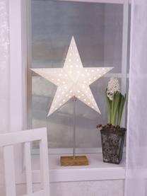 Leuchtobjekt Star, mit Stecker, Lampenschirm: Papier, Lampenfuß: Eichenholz, Stange: Metall, beschichtet, Weiß, Helles Holz, B 43 x H 65 cm
