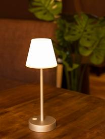 Mobiele dimbare LED buitentafellamp Lola met touchfunctie in goud, Lampenkap: polypropyleen, Lampvoet: gecoat metaal, Goudkleurig, wit, Ø 11 x H 32 cm