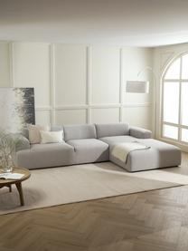 Hoekbank Melva (4-zits), Bekleding: 100% polyester De slijtva, Frame: massief grenenhout, FSC-g, Poten: kunststof, Geweven stof lichtgrijs, B 319 x D 196 cm, hoekdeel rechts