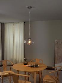 Lampada a sospensione Amora, Paralume: vetro, Baldacchino: metallo spazzolato, Trasparente, cromato, Ø 35 x Alt. 20 cm