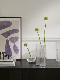 Ručně foukaná designová váza s rýhovaným reliéfem Dawn, Sklo, Transparentní, Š 16 cm, V 30 cm