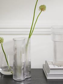 Vaso di design in vetro soffiato con rilievo scanalato Dawn, Vetro, Trasparente, Larg. 16 x Alt. 30 cm