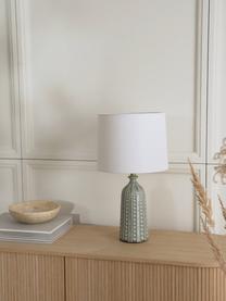 Lámpara de mesa grande de cerámica Nizza, Pantalla: tela, Cable: plástico, Verde salvia, Ø 33 x Al 60 cm