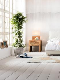 Tischlampe Rectangular aus Akazienholz, Lampenschirm: Baumwolle, Lampenfuß: Akazienholz, Akazienholz, Beige, B 33 x H 43 cm