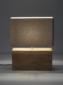 Tischlampe Rectangular aus Akazienholz, Lampenschirm: Baumwolle, Lampenfuß: Akazienholz, Akazienholz, Beige, B 33 x H 43 cm