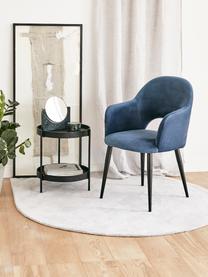 Krzesło z podłokietnikami z aksamitu Rachel, Tapicerka: aksamit (wysokiej jakości, Nogi: metal malowany proszkowo, Ciemnoniebieski aksamit, S 56 x G 70 cm