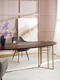 Table ovale bois massif Luca, Brun foncé, couleur dorée