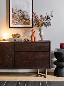 Fischgrät-Sideboard Luca mit Türen aus Massivholz, Korpus: Massives Mangoholz, Gestell: Metall, beschichtet, Mangoholz, Goldfarben, B 160 x H 70 cm