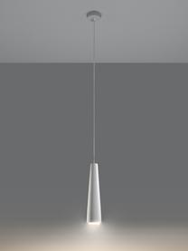Kleine Keramik-Pendelleuchte Alverna, Lampenschirm: Keramik, Baldachin: Metall, beschichtet, Weiß, Ø 8 x 32 cm
