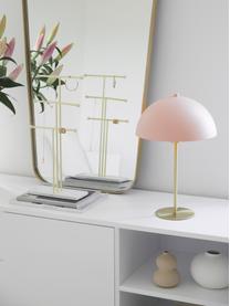 Lampa stołowa z metalu Matilda, Jasny różowy, odcienie mosiądzu, Ø 29 x W 45 cm
