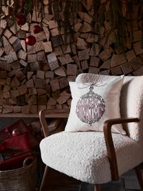 Bestickte Kissenhülle Finn mit winterlichem Motiv, 100% Baumwolle, Mehrfarbig, 45 x 45 cm