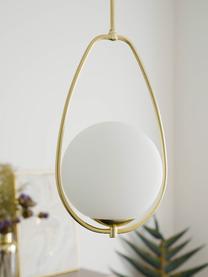 Petite suspension verre opalescent Avalon, Blanc, couleur dorée, Ø 23 x haut. 51 cm
