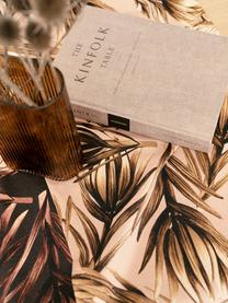 Tischläufer Protea aus Baumwollgemisch mit Blumenmuster, 85% Baumwolle,15% Leinen, Anthrazit, Brauntöne, 40 x 145 cm